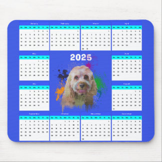Mousepad Calendário de Cachorro de Cavapoo Cute Personalizá