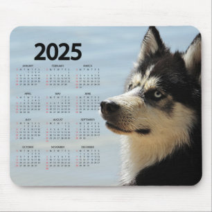 Mousepad Calendário de Cachorro Husky Siberiano 2025