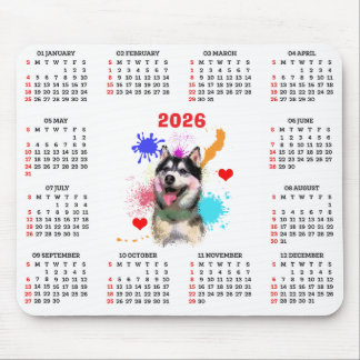 Mousepad Calendário de Cachorro Husky Siberiano Fofo Person