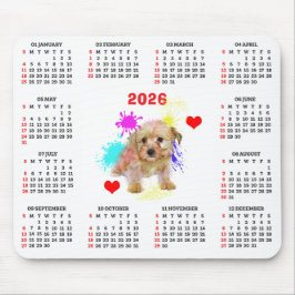 Mousepad Calendário de Cachorro Morkie Fofo Personalizável