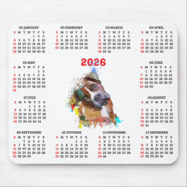 Mousepad Calendário de Cachorro Pittie Fofo Personalizável 