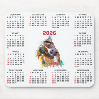 Mousepad Calendário de Cachorro Pittie Fofo Personalizável