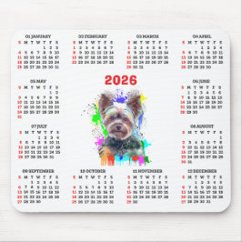 Mousepad Calendário de Cachorro Yorkie Fofo Personalizável 