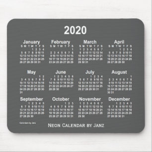 Mousepad Calendário de carvão neon 2020 por Janz