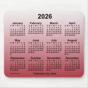 Mousepad Calendário de Cherry desbotado de 2026 por Janz Mo