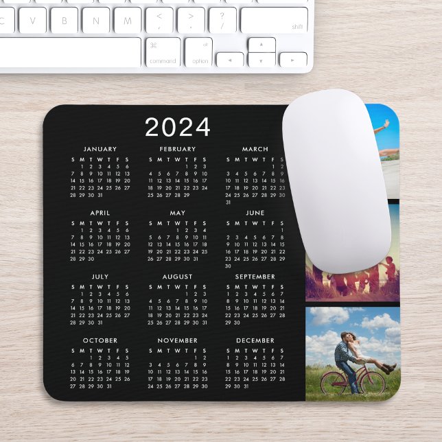 Mousepad Calendário de Colagem de Fotos de Memória Favorita (Criador carregado)