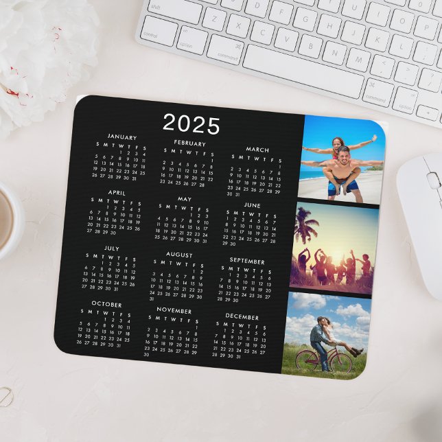 Mousepad Calendário de Colagem de Fotos de Memória Favorita (Criador carregado)