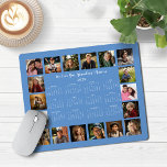 Mousepad Calendário de Colagem de Fotos Múltiplas Azul Fran<br><div class="desc">🌟 2025 Cornflower French Blue Multiple Photo Collage Calendar Mouse Pad com um calendário simples e minimalista para o ano e 18 das suas fotos favoritas. Todas as cores são personalizáveis. Faz um presente de excelente para avós, pais, tias, tios, madrinhos e muito mais! Entre em contato conosco em cedarandstring@gmail.com...</div>