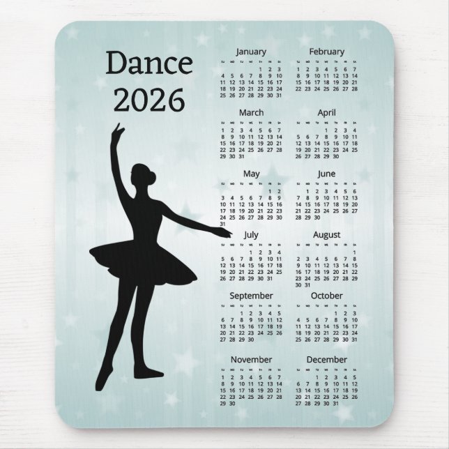 Mousepad Calendário de Dança 2026 (Frente)