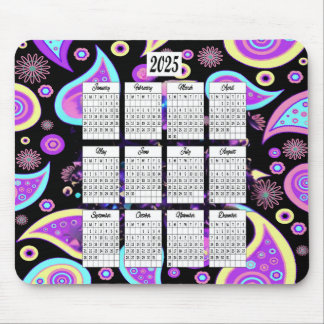 Mousepad Calendário de Design Paisley 2025