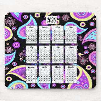 Mousepad Calendário de Design Paisley 2026