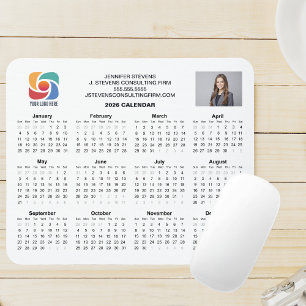 Mousepad Calendário de Empresa 2026 com Logotipo Empresaria