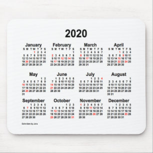 Mousepad Calendário de feriado de 2020 pelo Painel de Mouse