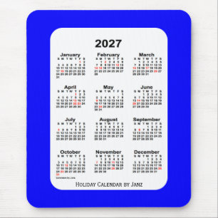 Mousepad Calendário de Férias Azuis de 2027 por Janz