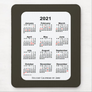 Mousepad Calendário de Férias Azul Sepia 2021 por Janz