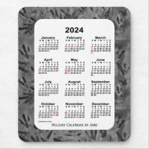 Mousepad Calendário de Férias de Arte Negra de 2024 por Jan