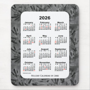 Mousepad Calendário de Férias de Arte Negra de 2026 por Jan