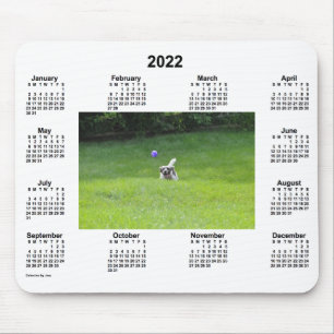 Mousepad Calendário de Foto de Cão Jogando Bola 2022 por