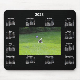 Mousepad Calendário de Foto Neon Cachorro Jogando Cachorro