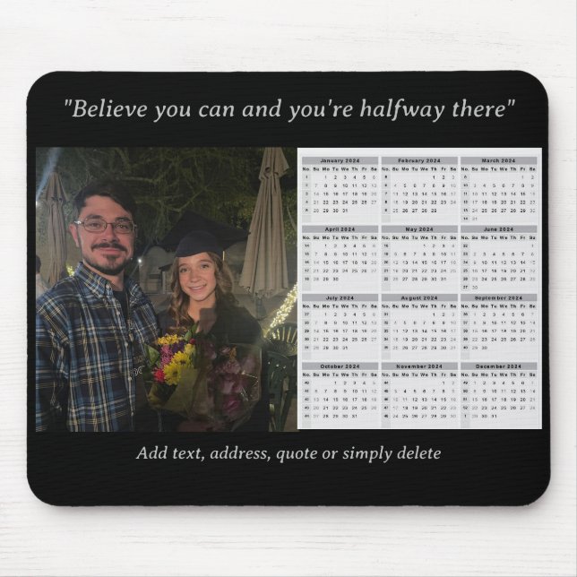 Mousepad Calendário de Foto Personalizado 2024 com Texto Pe (Frente)