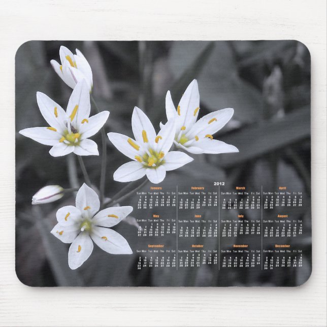 Mousepad Calendário de Fotografia em Cluster de Flores Selv (Frente)