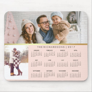 Mousepad Calendário de Fotografias Dourado 2017, Rosa-Blus