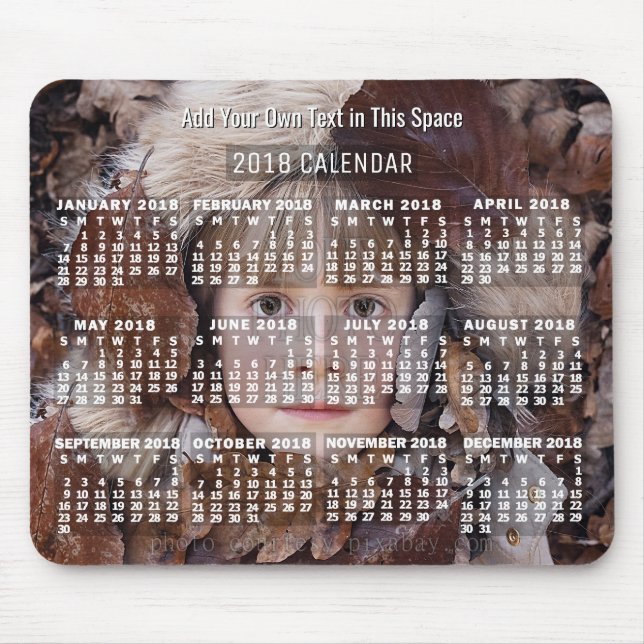 Mousepad Calendário de Fotografias Mensal de 2018 | Persona (Frente)
