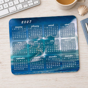 Mousepad Calendário de Fotos das Ondas do Oceano de Verão d