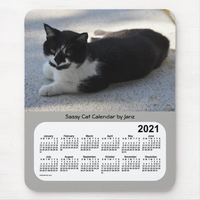 Mousepad Calendário de Gatos Sassy 2021 por Janz (Frente)