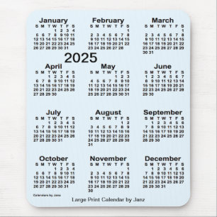 Mousepad Calendário de Impressão Alice Azul Grande 2025 por