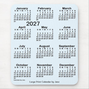 Mousepad Calendário de Impressão Alice Azul Grande 2027 por