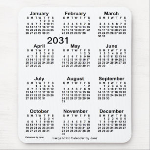 Mousepad Calendário de Impressão branco 2031 por Janz