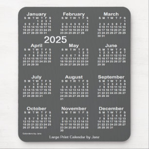 Mousepad Calendário de Impressão de Carvões 2025 por Janz