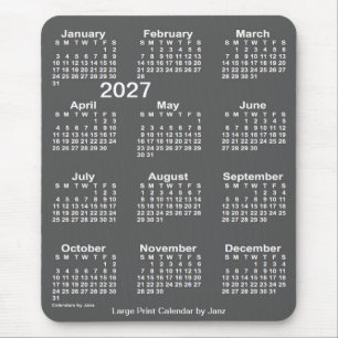 Mousepad Calendário de Impressão de Carvões 2027 por Jan