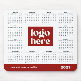 Mousepad Calendário de Logotipo Empresarial Vermelho 2027