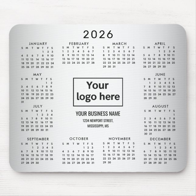 Mousepad Calendário de Logotipo Personalizado de Fundo para (Frente)