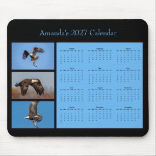 Mousepad Calendário de Mesa Águia Americana Personalizável 