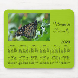 Mousepad Calendário de Monarch Butterfly 2020 por Janz