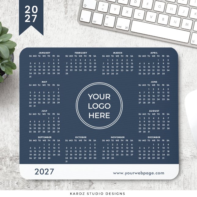 Mousepad Calendário de Mouse com Logotipo Empresarial Azul  (Criador carregado)