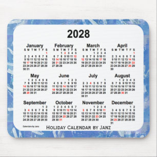 Mousepad Calendário de Natal 2028 do Sky Blue Holiday por