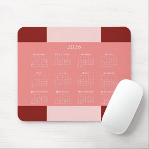 Mousepad Calendário de negócios de tons rosa