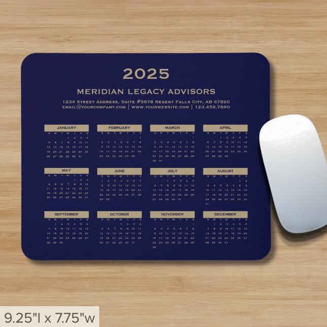 Mousepad Calendário de Negócios Simples 2025 (Criador carregado)