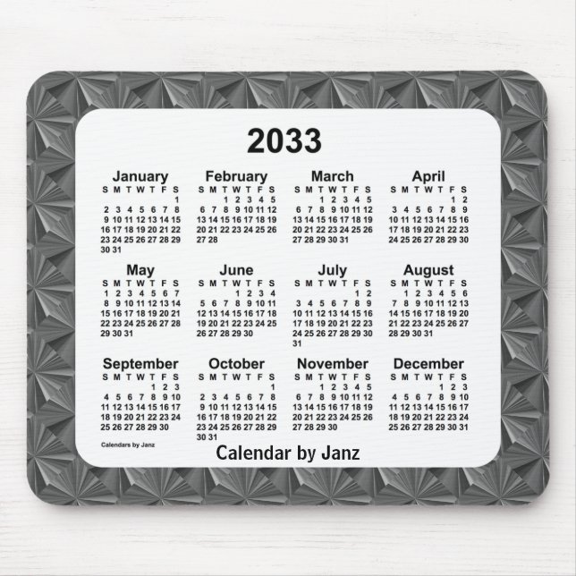 Mousepad Calendário de Ouros Negros 2033 por Janz (Frente)