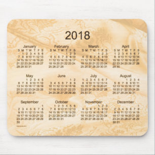 Mousepad Calendário de seda do ouro 2018 pelo tapete do
