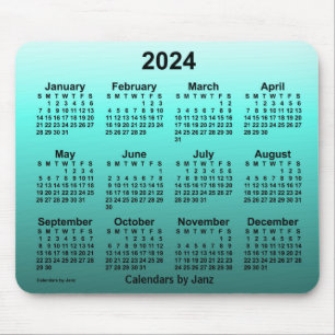 Mousepad Calendário de Teal de 2024 desbotado por Janz Mous