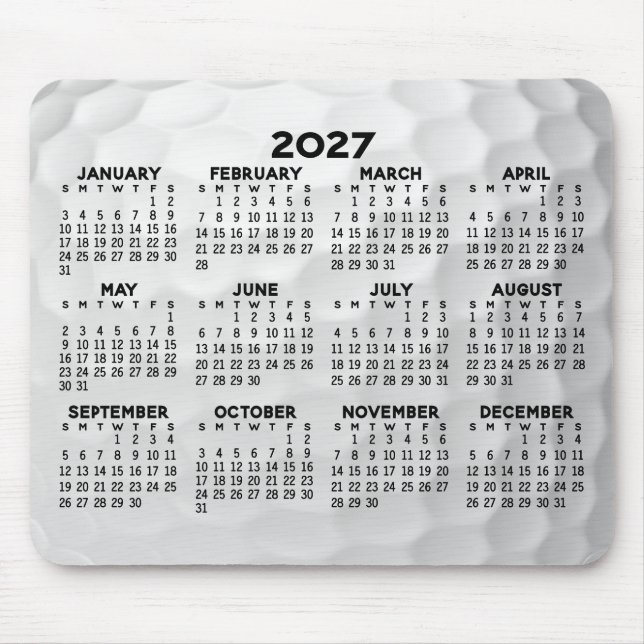 Mousepad Calendário de Vista Anual - horizontal (Frente)
