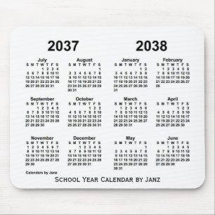 Mousepad Calendário do Ano da Escola Branca 2037-2038 por J