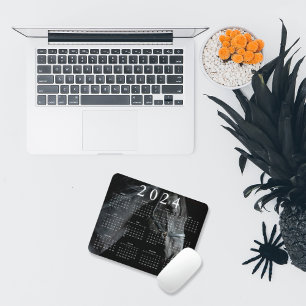 Mousepad Calendário do Ano de 2024 com Foto de Cavalo Preto