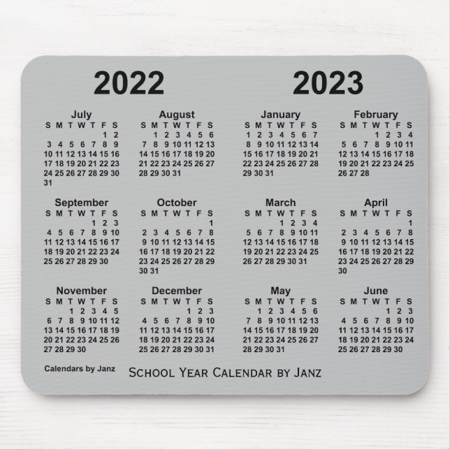 Mousepad Calendário do Ano Escolar 2022-2023 por Janz Silve (Frente)