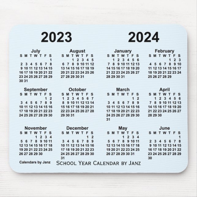 Mousepad Calendário do Ano Escolar 2023-2024 por Janz Alice (Frente)